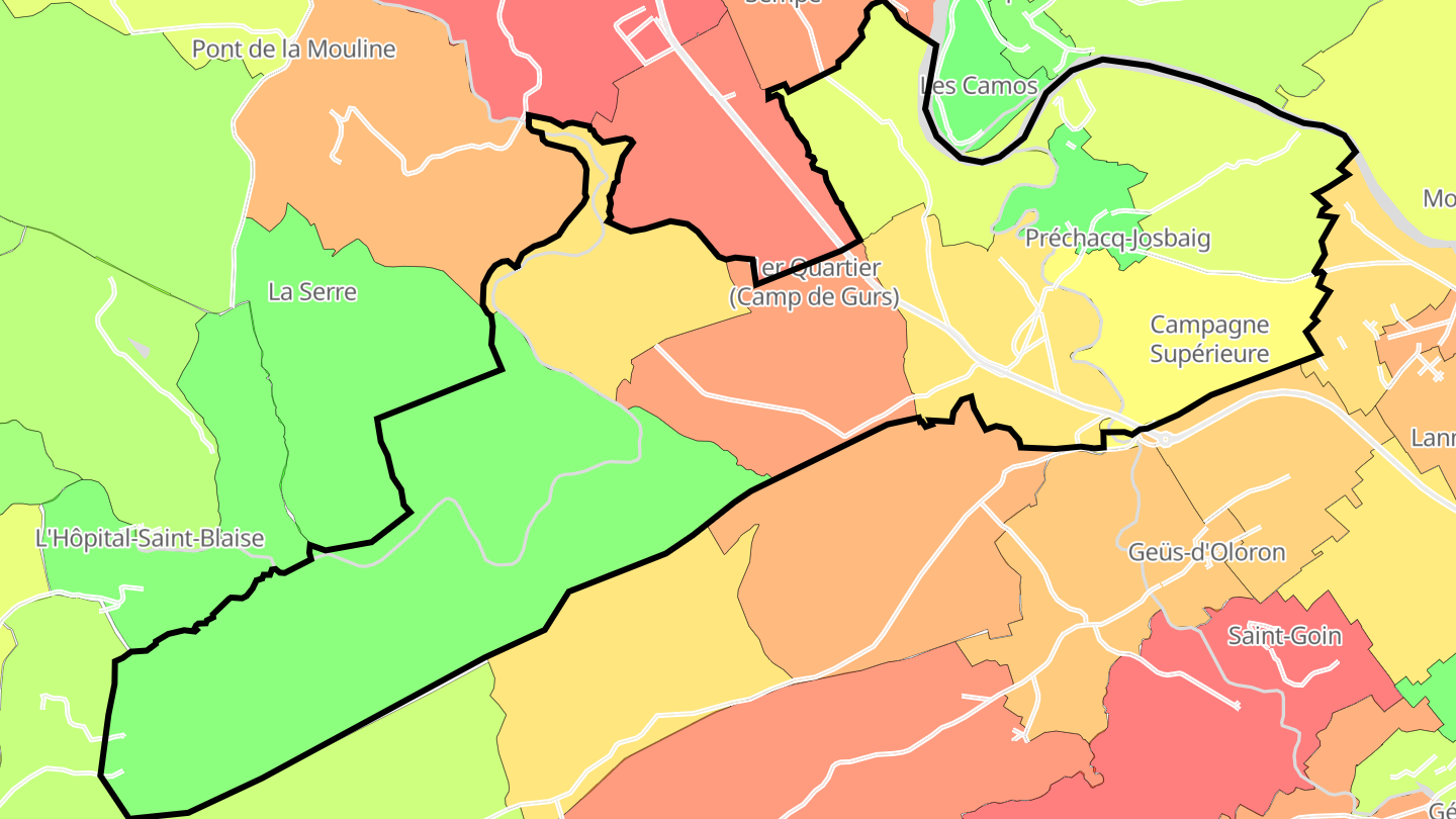 Carte des prix de l'immobilier Préchacq-Josbaig