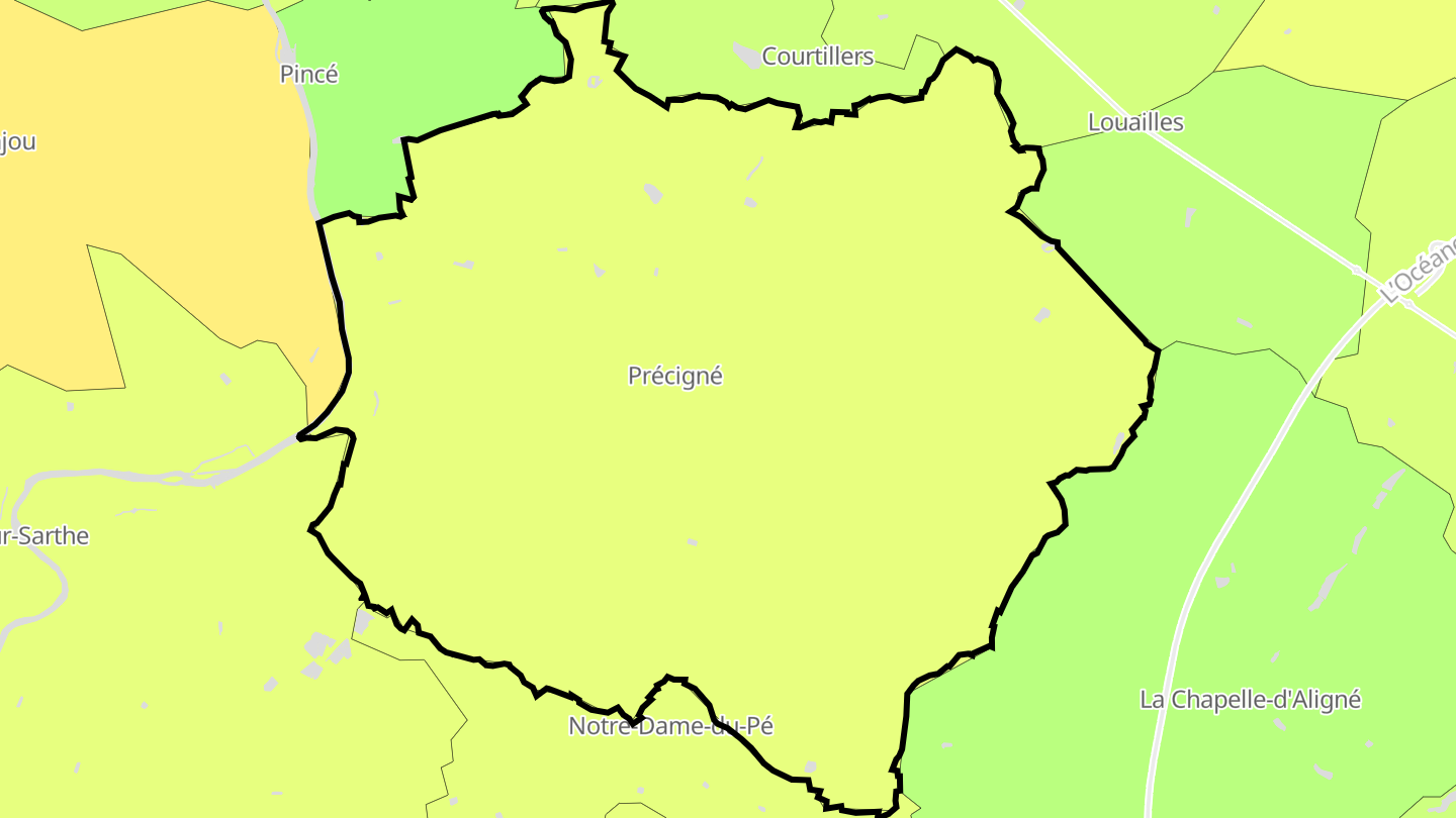 Carte des prix de l'immobilier Précigné