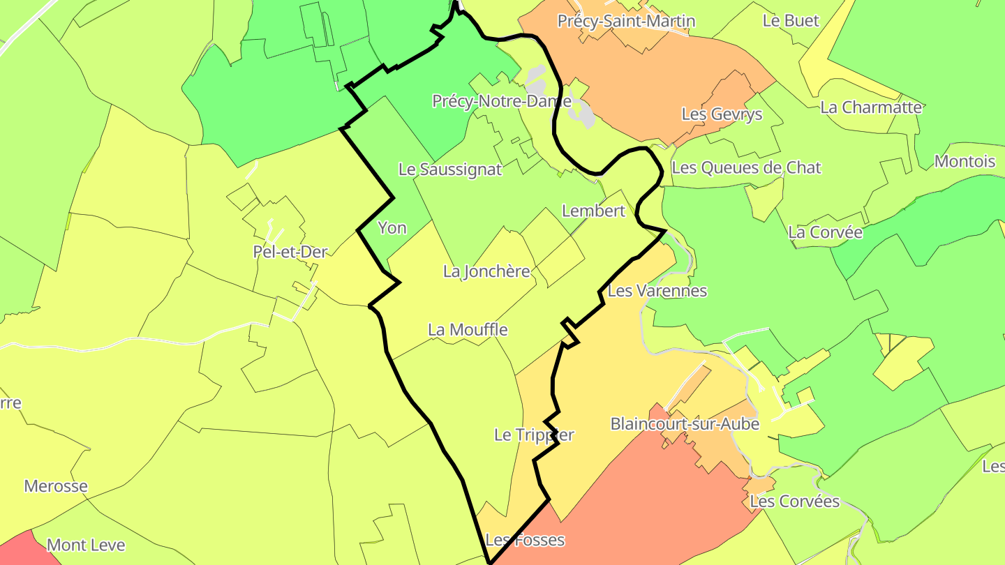 Carte des prix de l'immobilier Précy-Notre-Dame