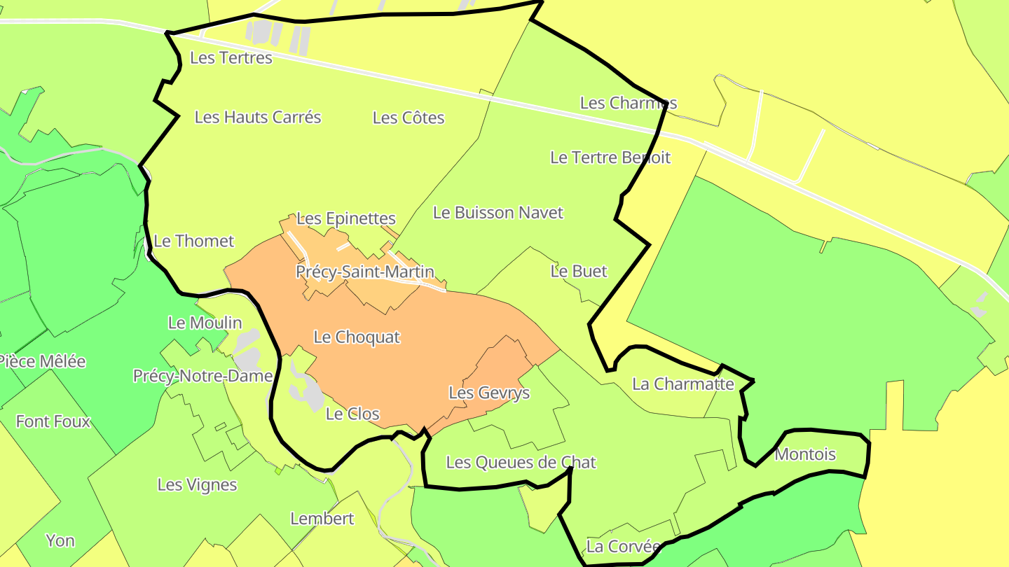 Carte des prix de l'immobilier Précy-Saint-Martin