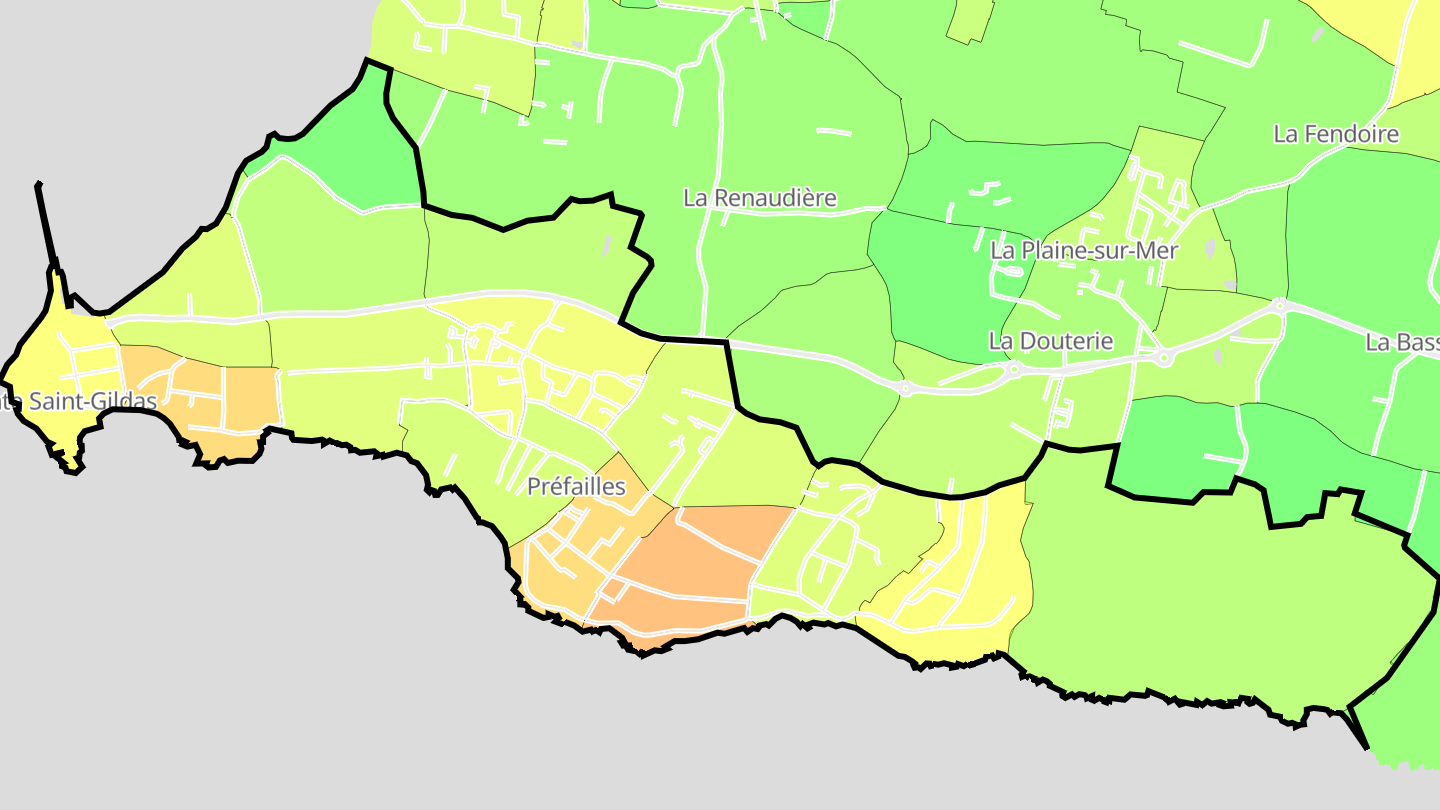Carte des prix de l'immobilier Préfailles