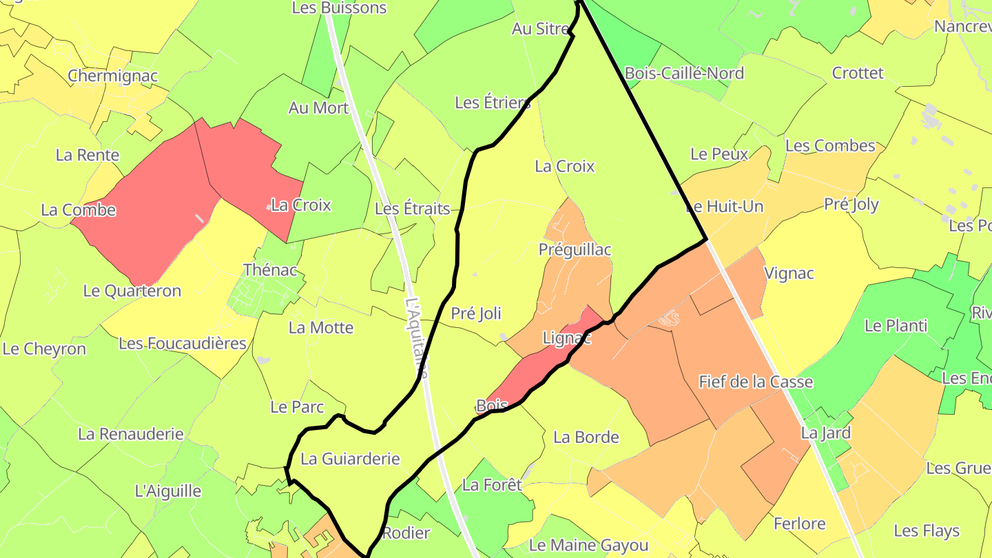 Carte des prix de l'immobilier Préguillac