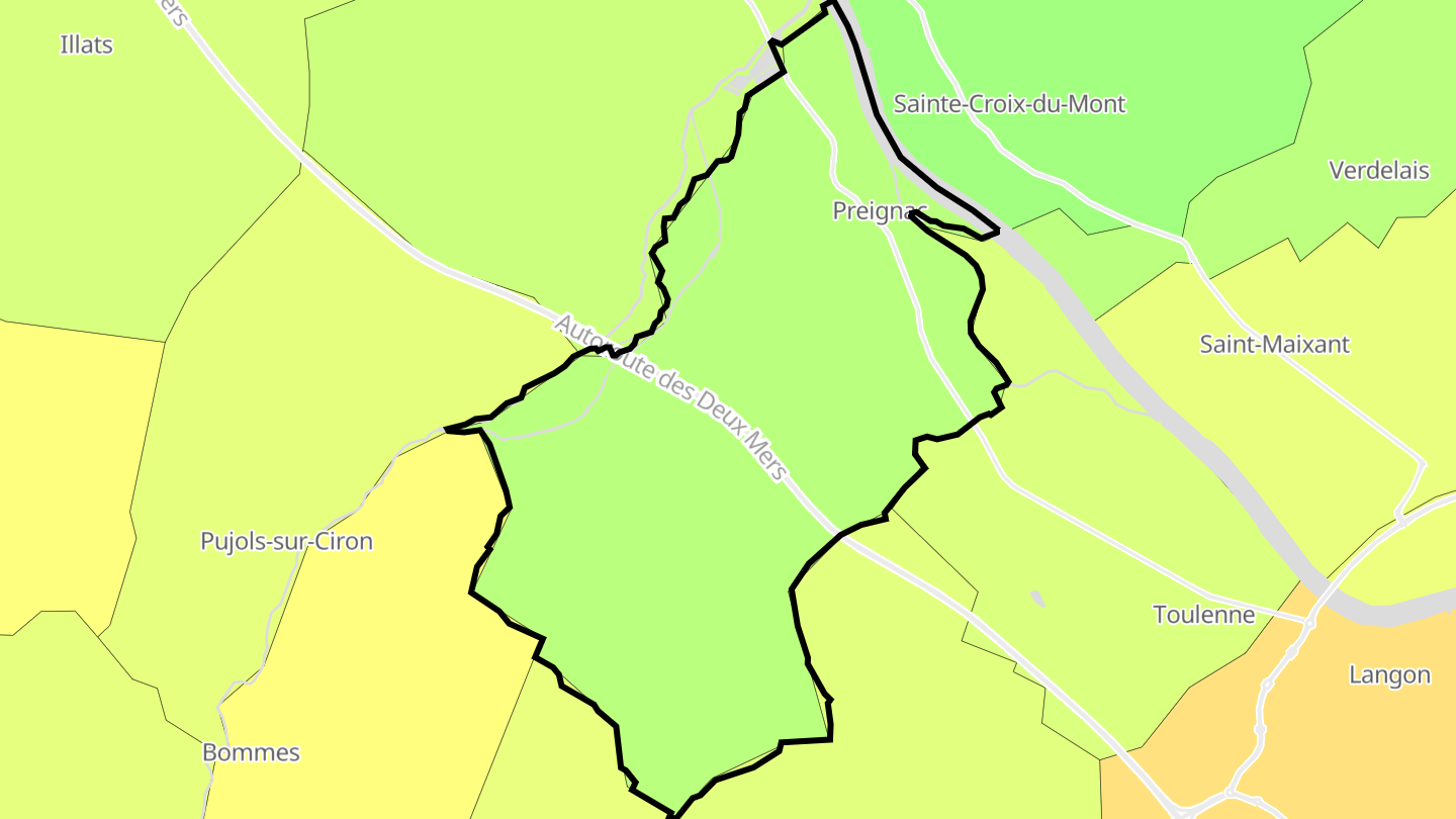Carte des prix de l'immobilier Preignac