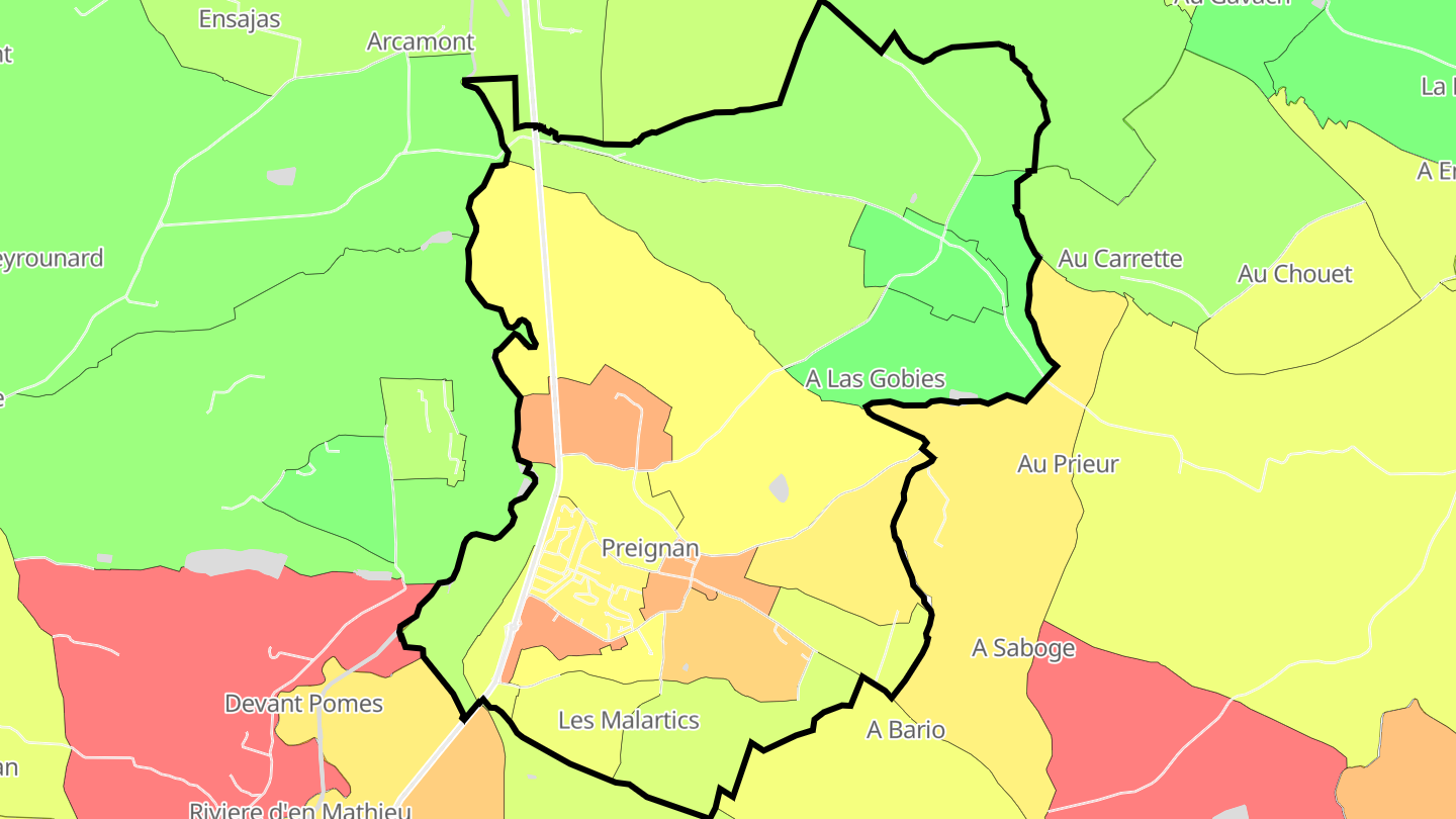 Carte des prix de l'immobilier Preignan