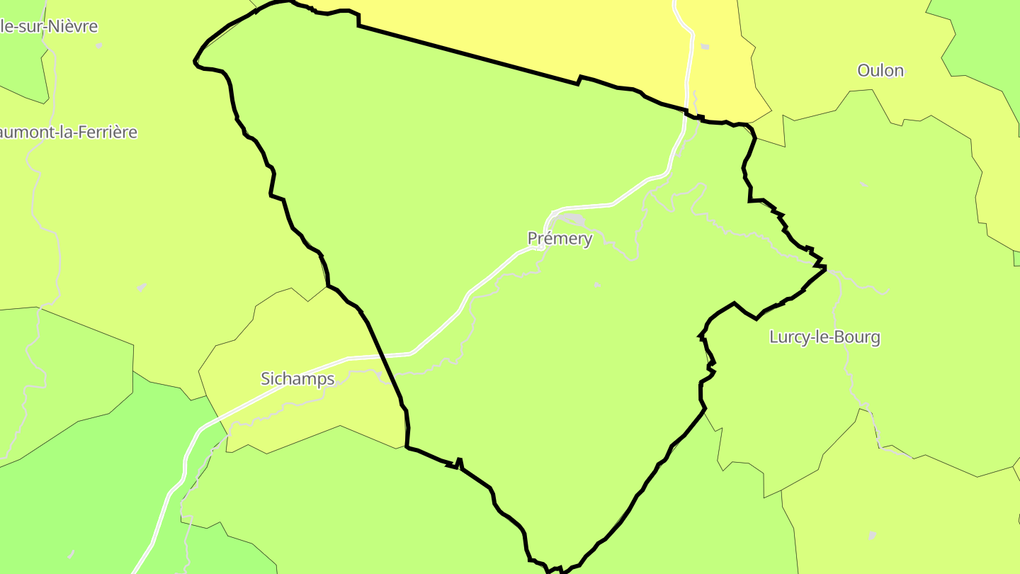 Carte des prix de l'immobilier Prémery