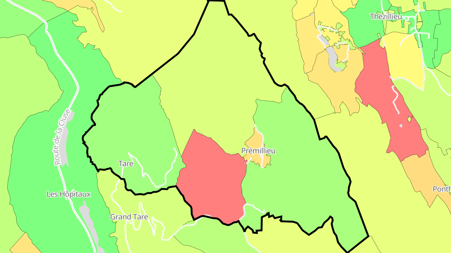 Carte des prix de l'immobilier Prémillieu
