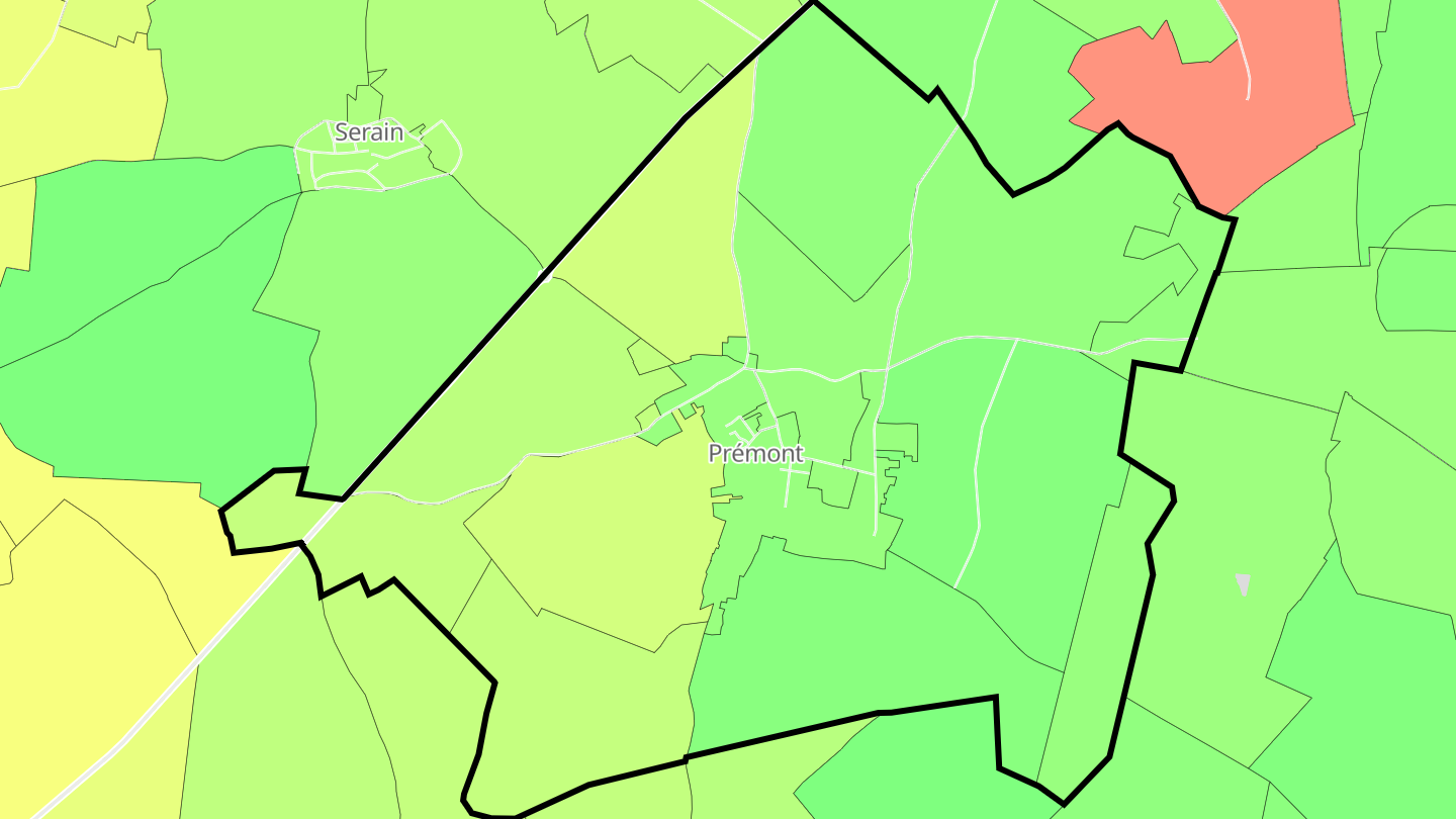 Carte des prix de l'immobilier Prémont