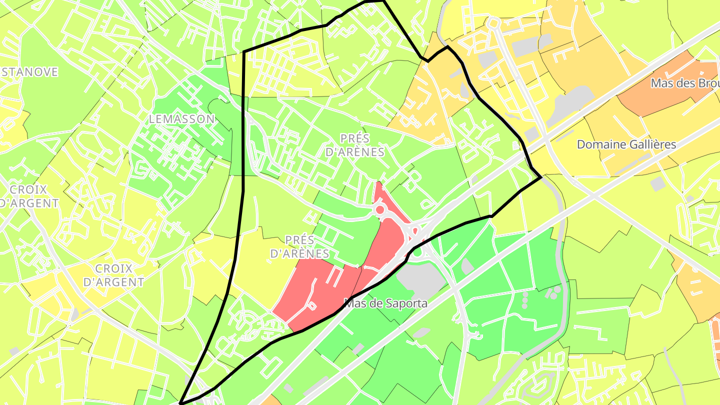 Carte des prix de l'immobilier Prés d'Arènes
