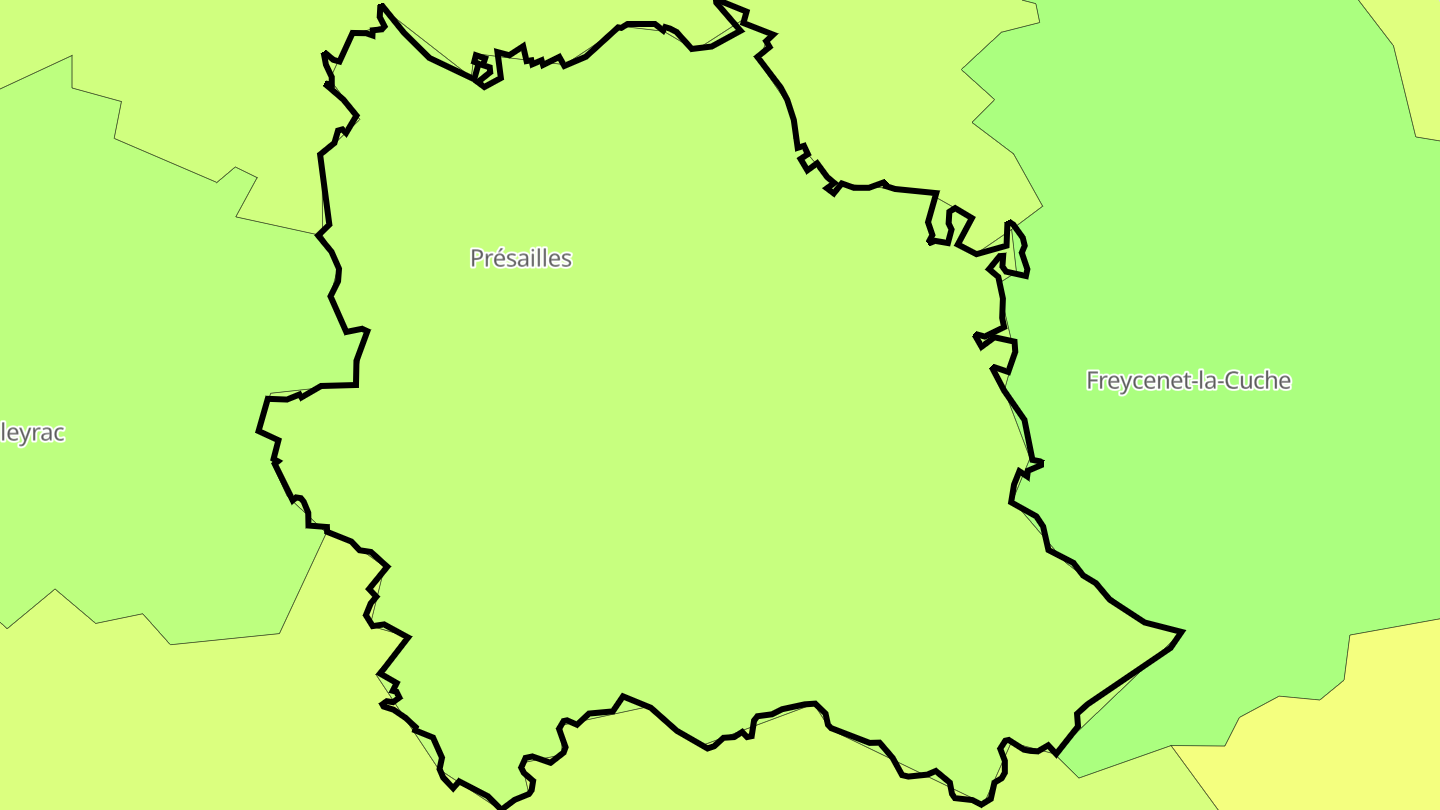 Carte des prix de l'immobilier Présailles