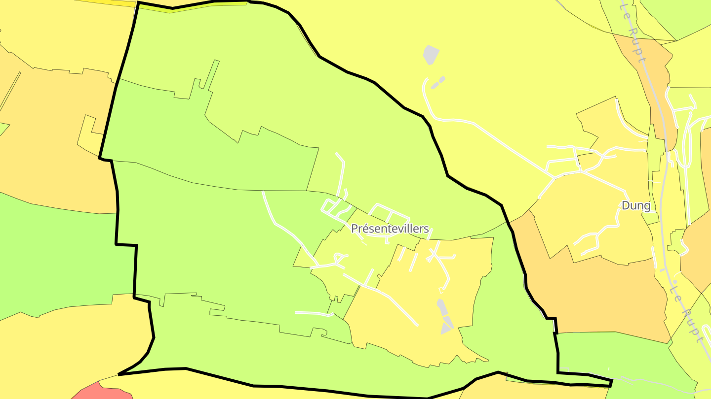 Carte des prix de l'immobilier Présentevillers