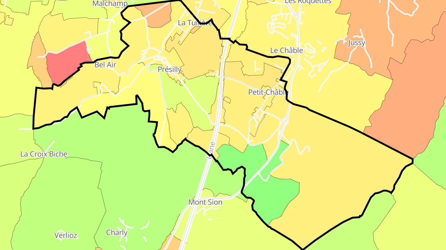 Carte des prix de l'immobilier Présilly