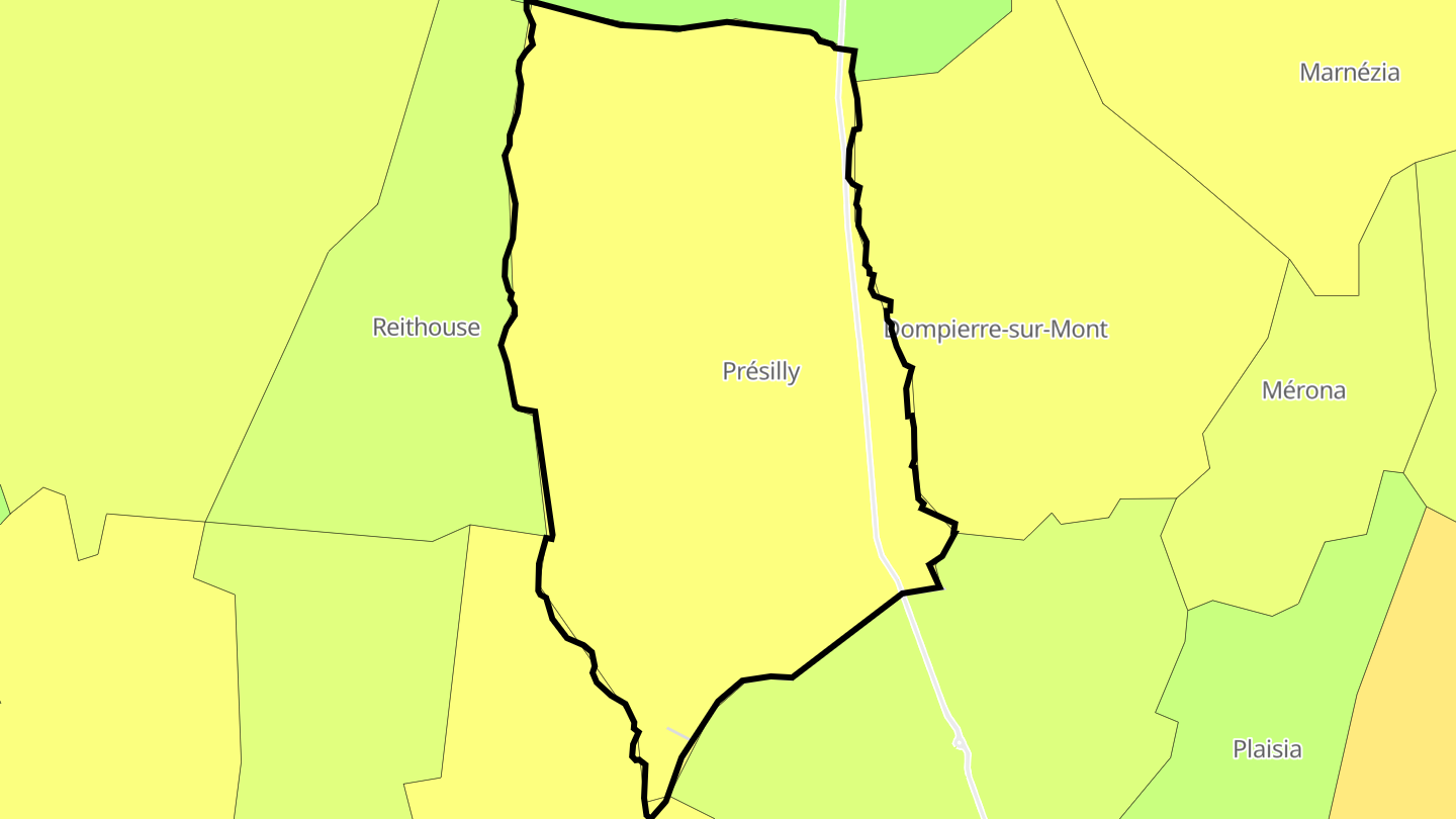 Carte des prix de l'immobilier Présilly