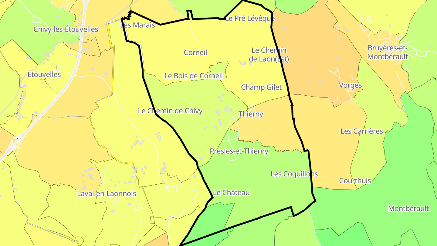 Carte des prix de l'immobilier Presles-et-Thierny
