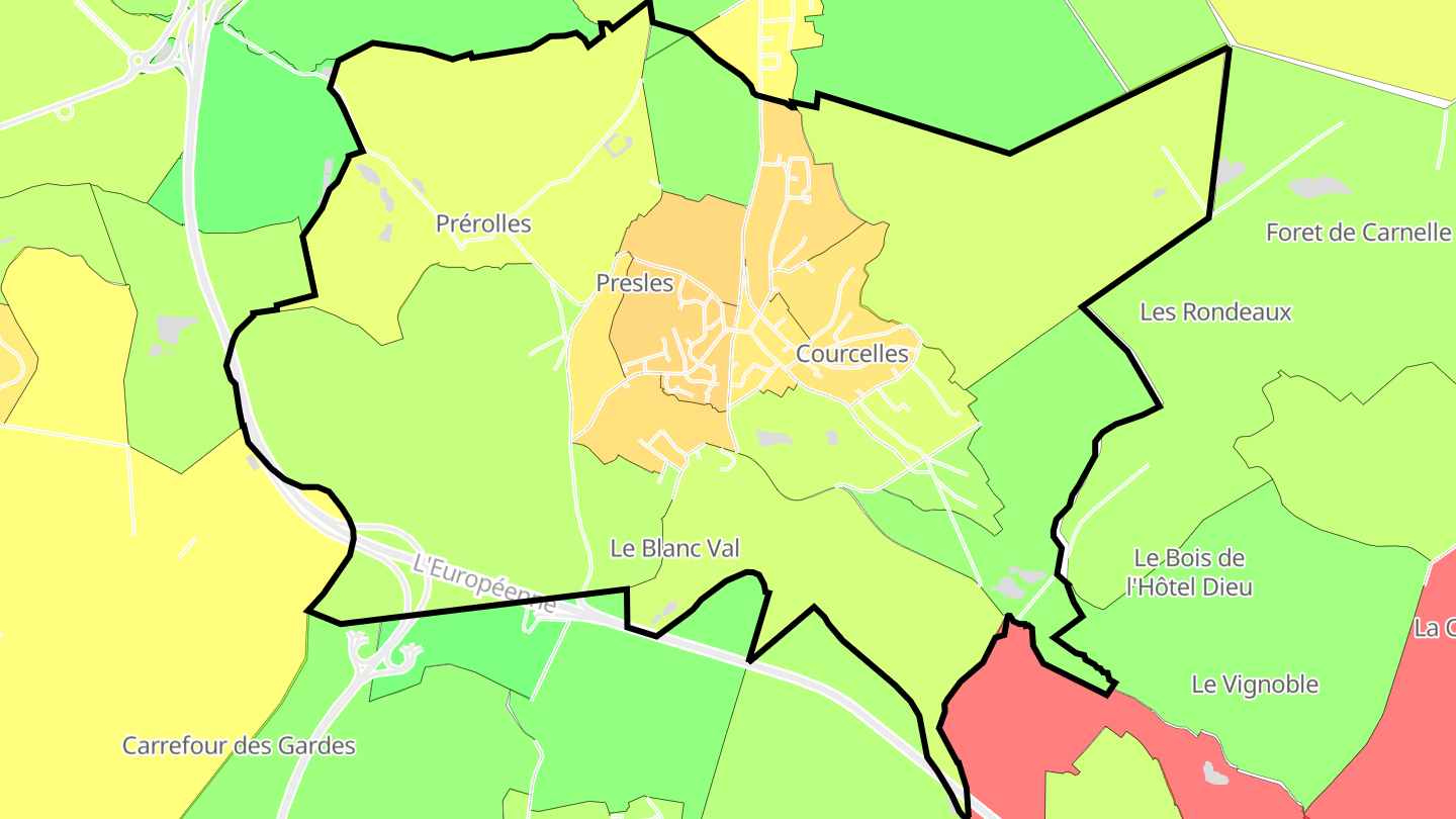 Carte des prix de l'immobilier Presles