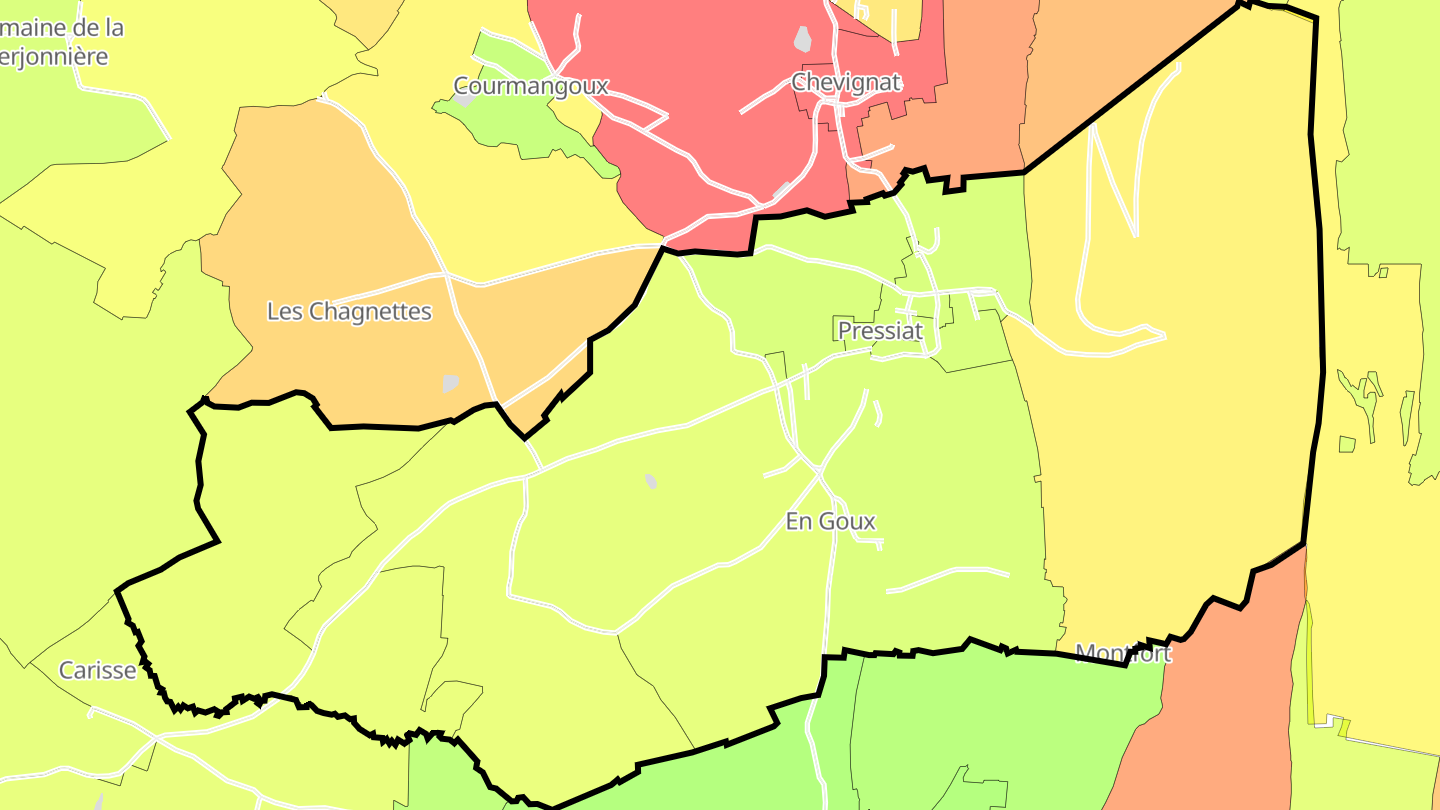 Carte des prix de l'immobilier Pressiat
