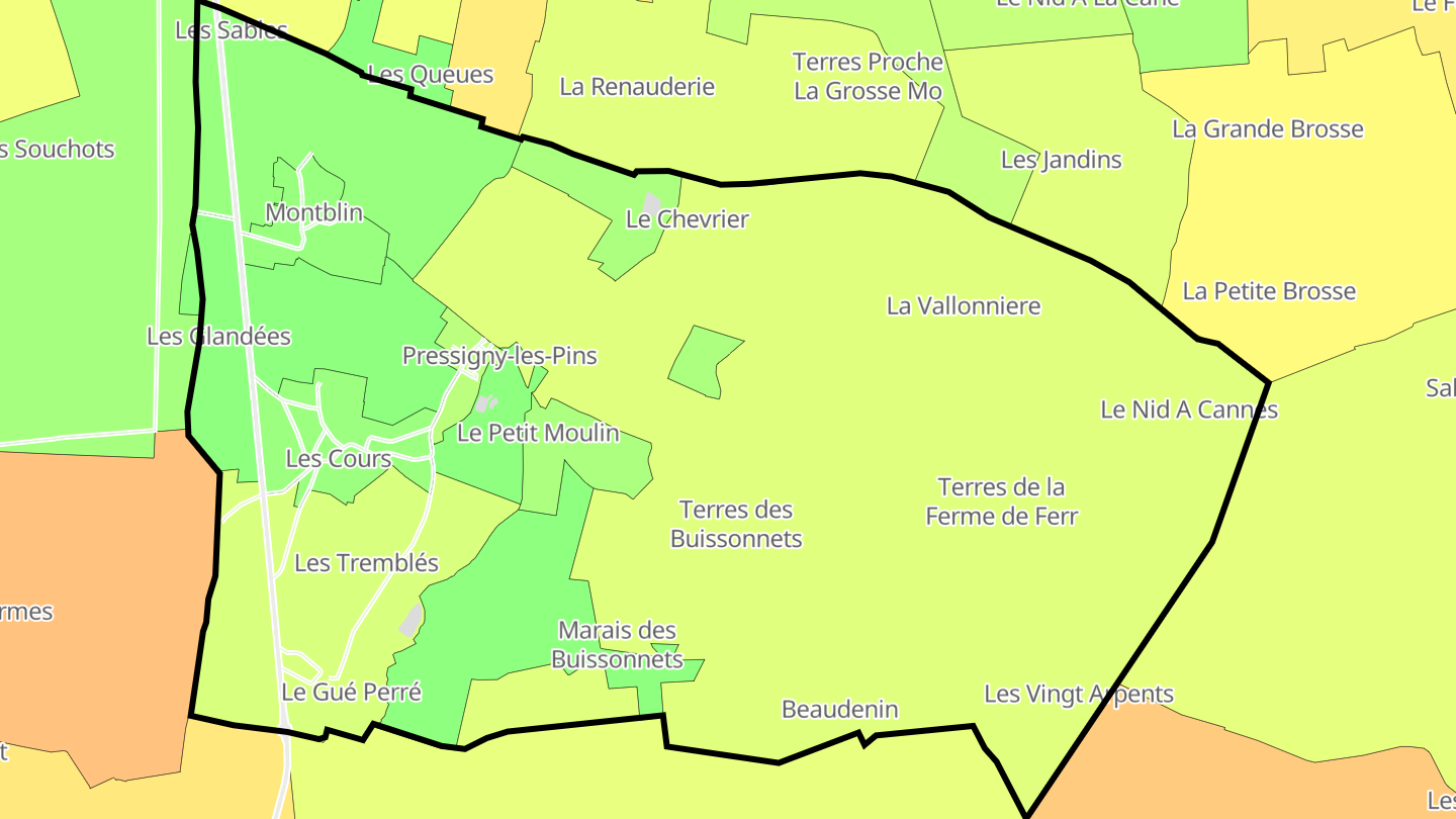 Carte des prix de l'immobilier Pressigny-les-Pins