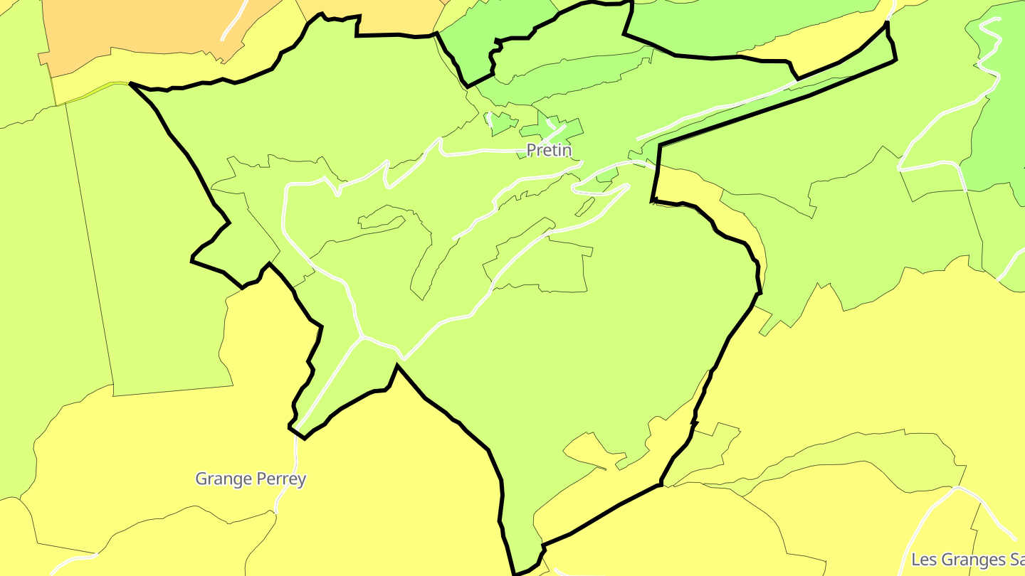 Carte des prix de l'immobilier Pretin