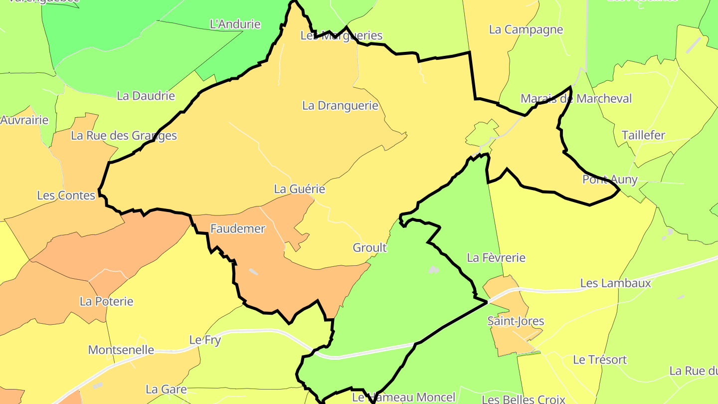 Carte des prix de l'immobilier Prétot-Sainte-Suzanne