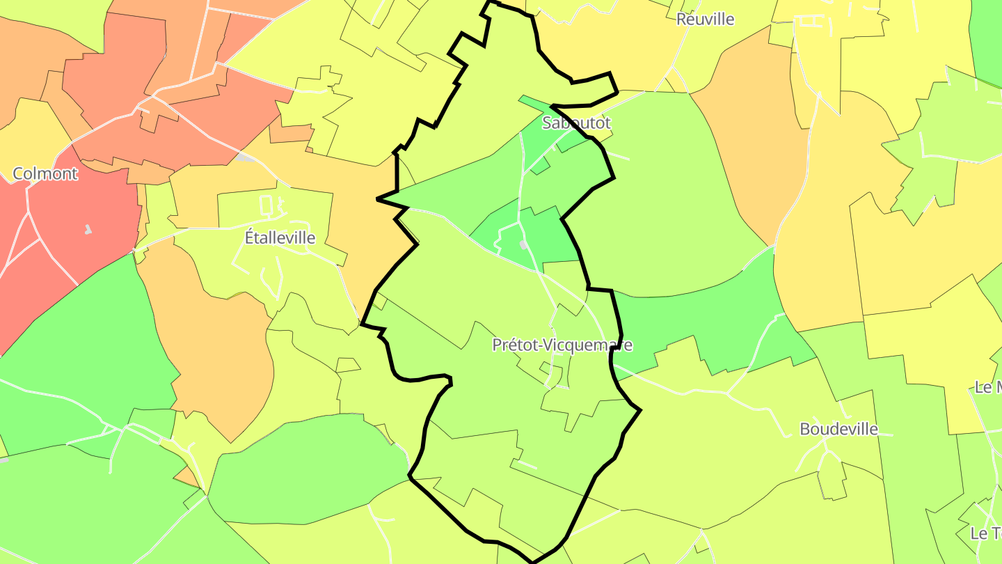 Carte des prix de l'immobilier Prétot-Vicquemare