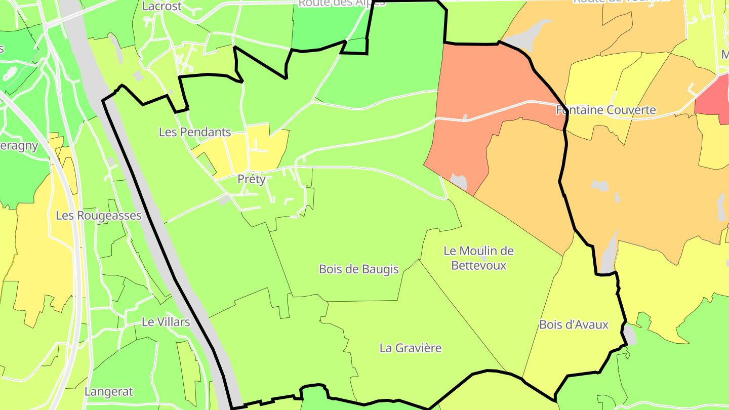 Carte des prix de l'immobilier Préty