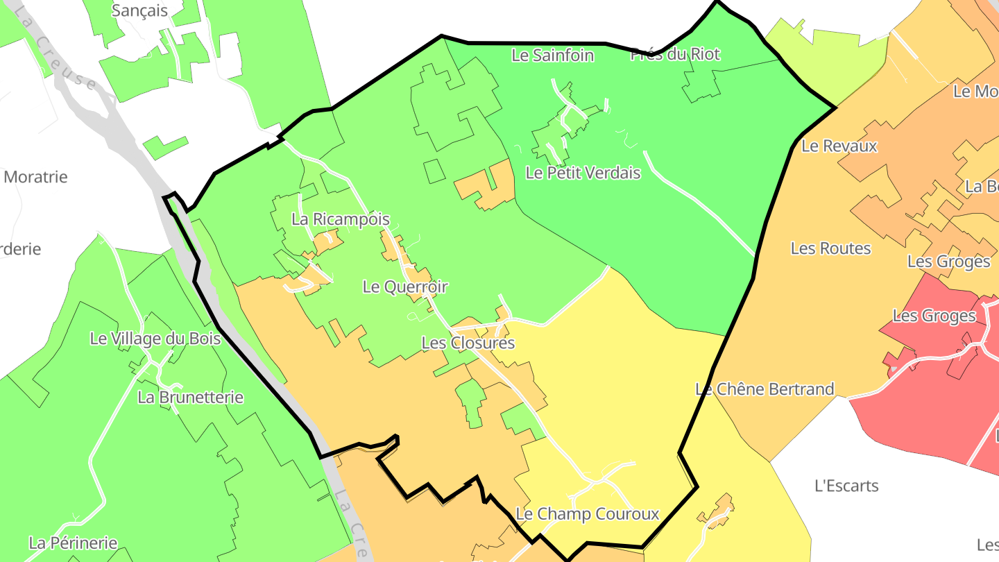 Carte des prix de l'immobilier Preuilly-la-Ville