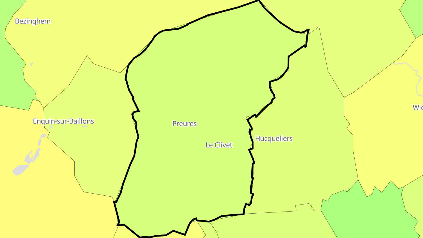 Carte des prix de l'immobilier Preures