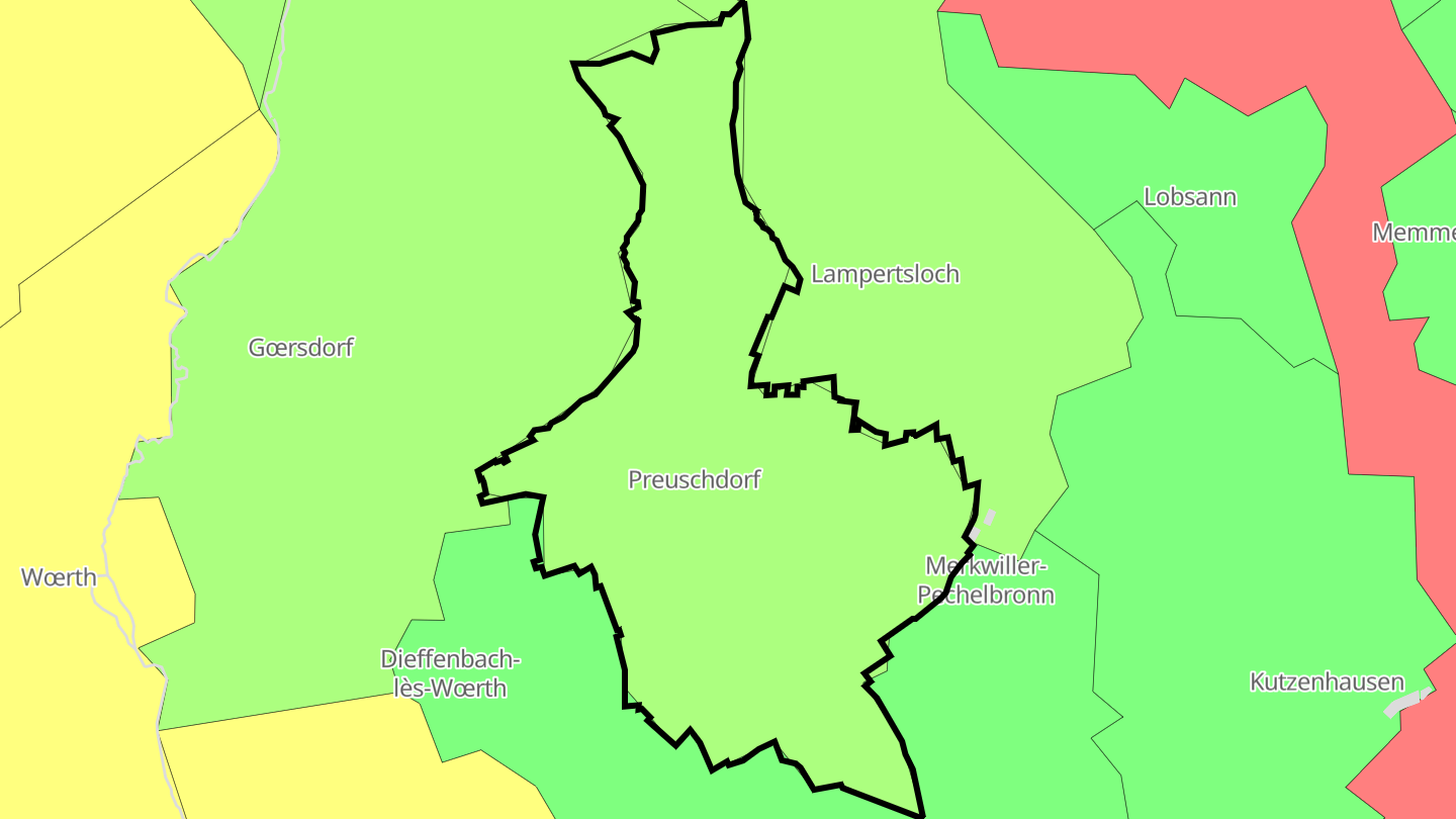 Carte des prix de l'immobilier Preuschdorf
