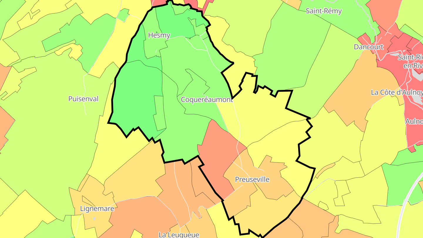 Carte des prix de l'immobilier Preuseville