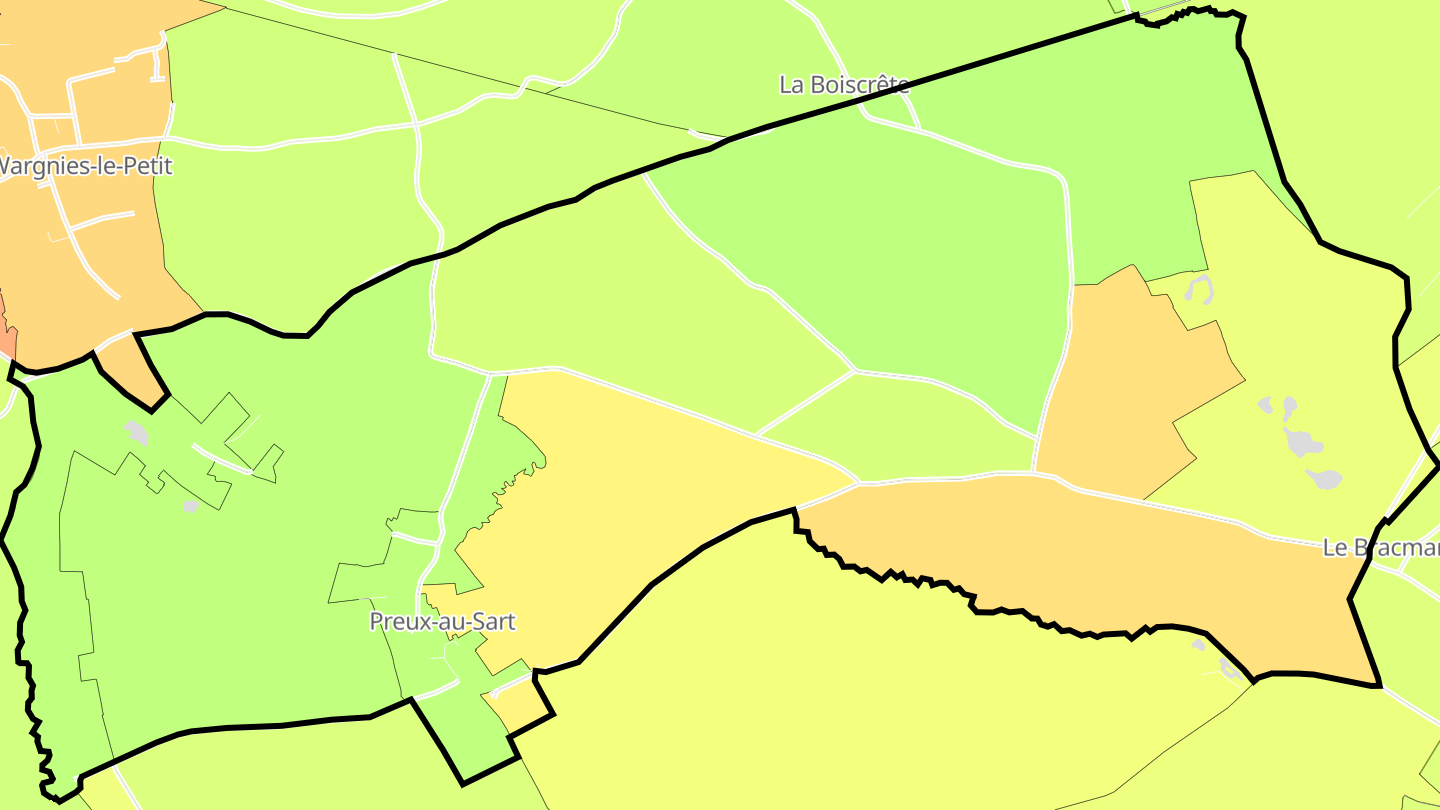 Carte des prix de l'immobilier Preux-au-Sart