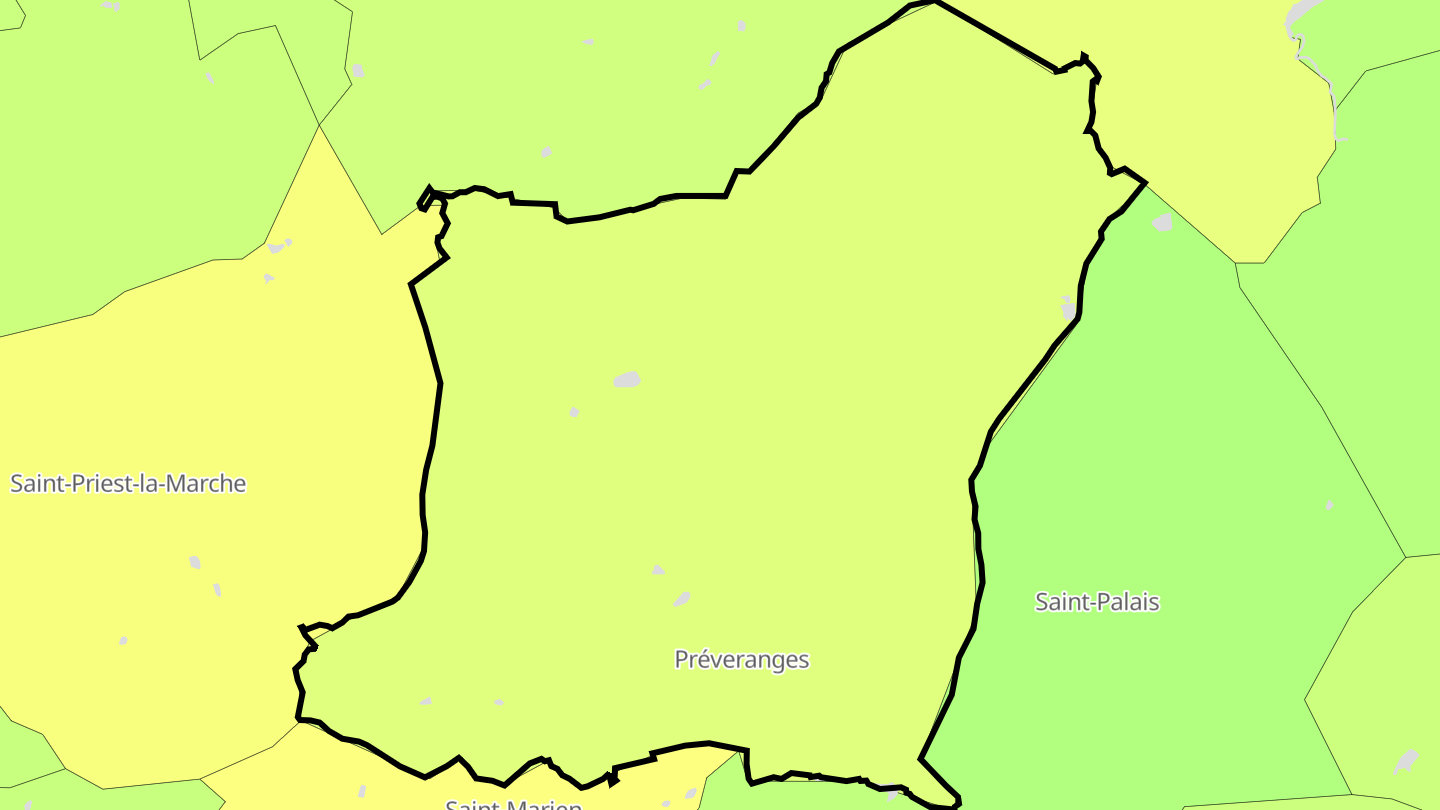 Carte des prix de l'immobilier Préveranges