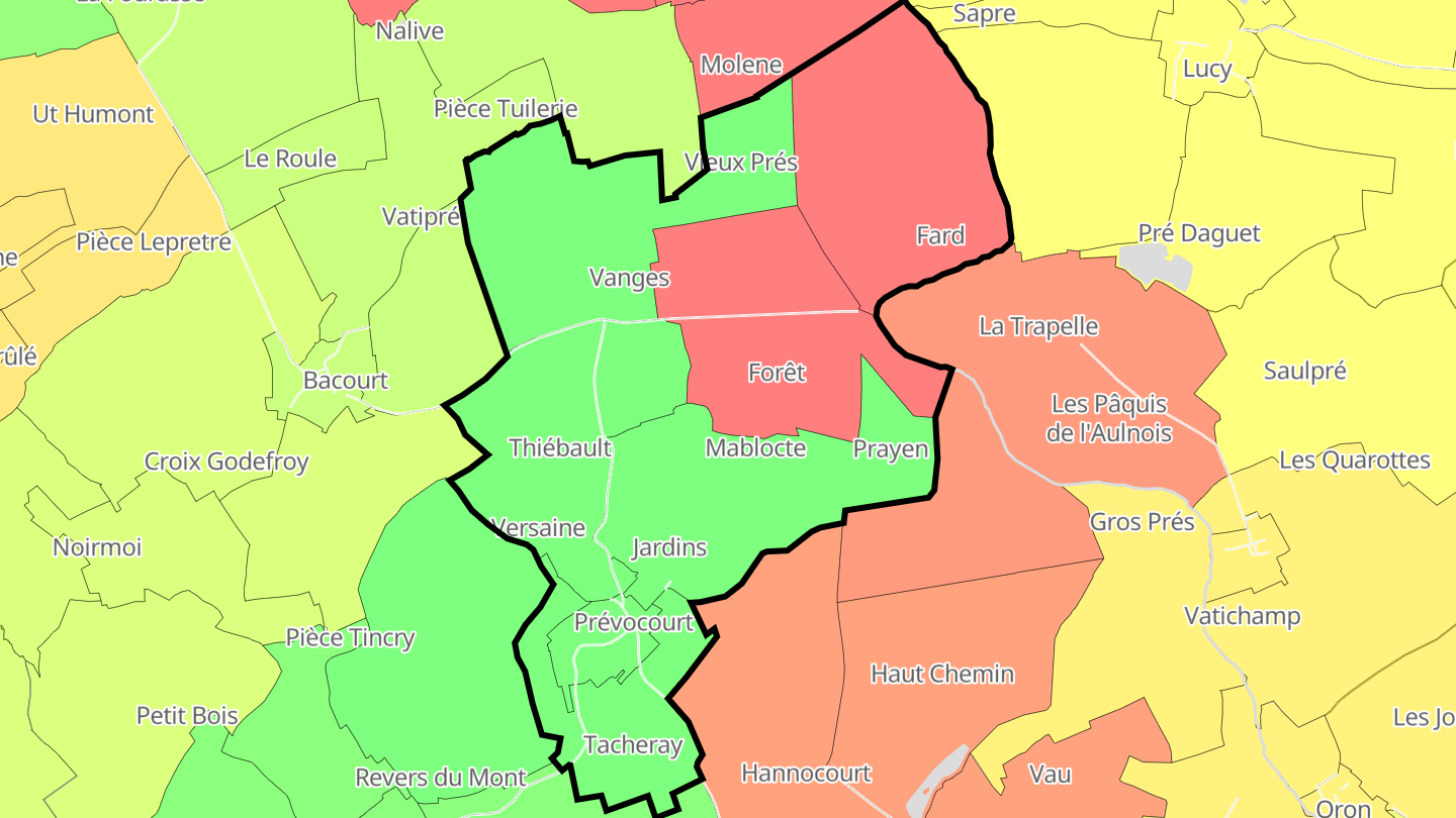 Carte des prix de l'immobilier Prévocourt