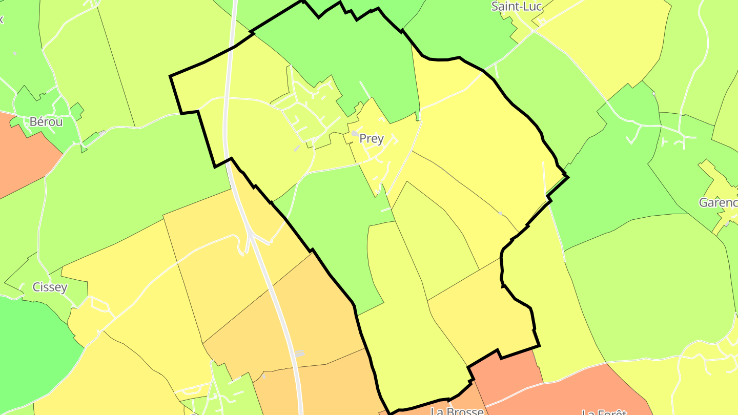 Carte des prix de l'immobilier Prey