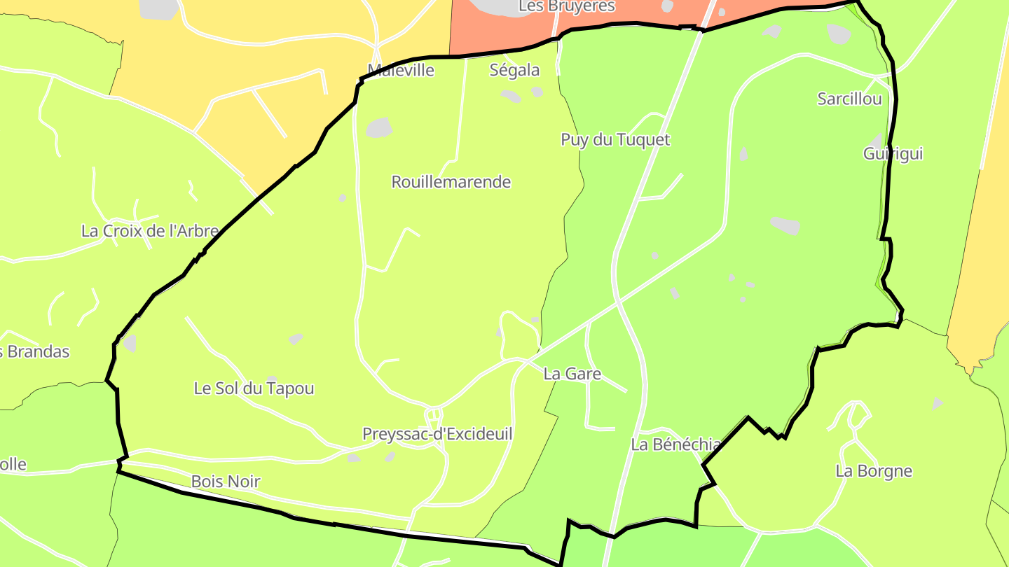 Carte des prix de l'immobilier Preyssac-d'Excideuil