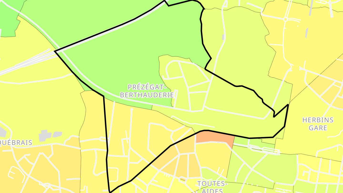 Carte des prix de l'immobilier Prézégat-Berthauderie