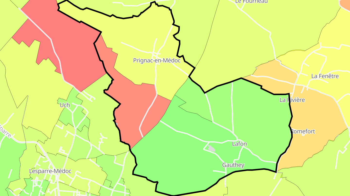 Carte des prix de l'immobilier Prignac-en-Médoc