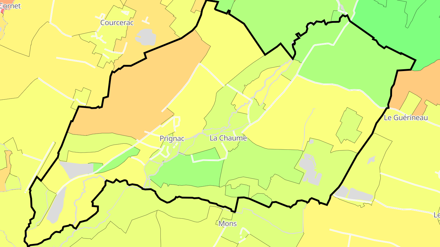 Carte des prix de l'immobilier Prignac
