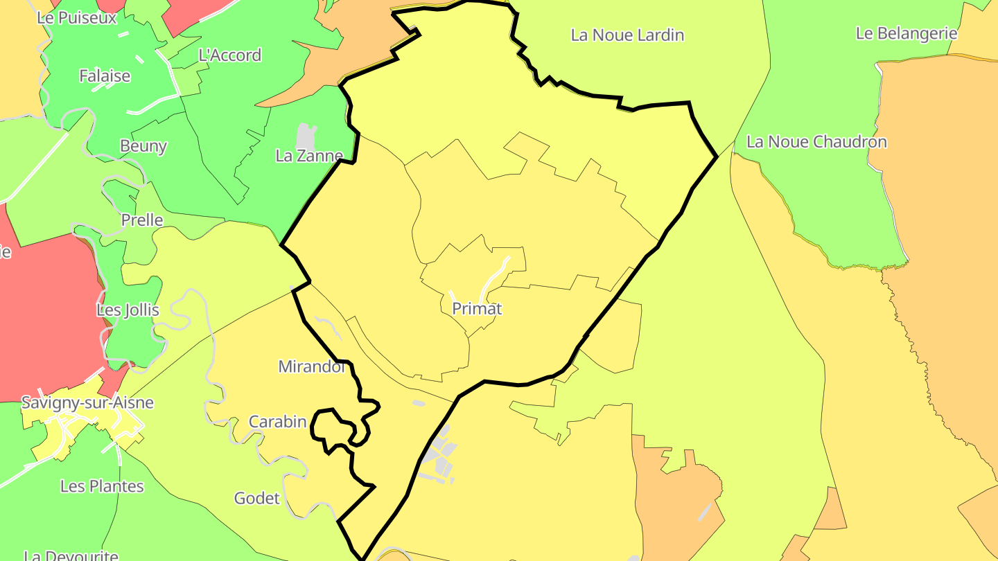 Carte des prix de l'immobilier Primat