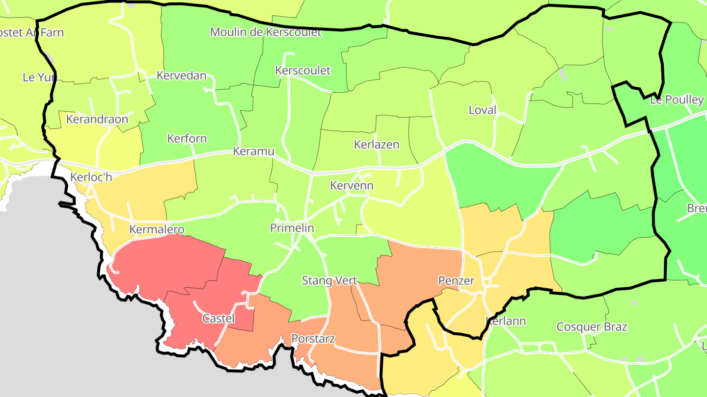 Carte des prix de l'immobilier Primelin