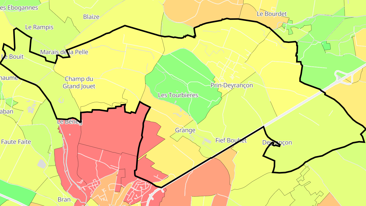 Carte des prix de l'immobilier Prin-Deyrançon
