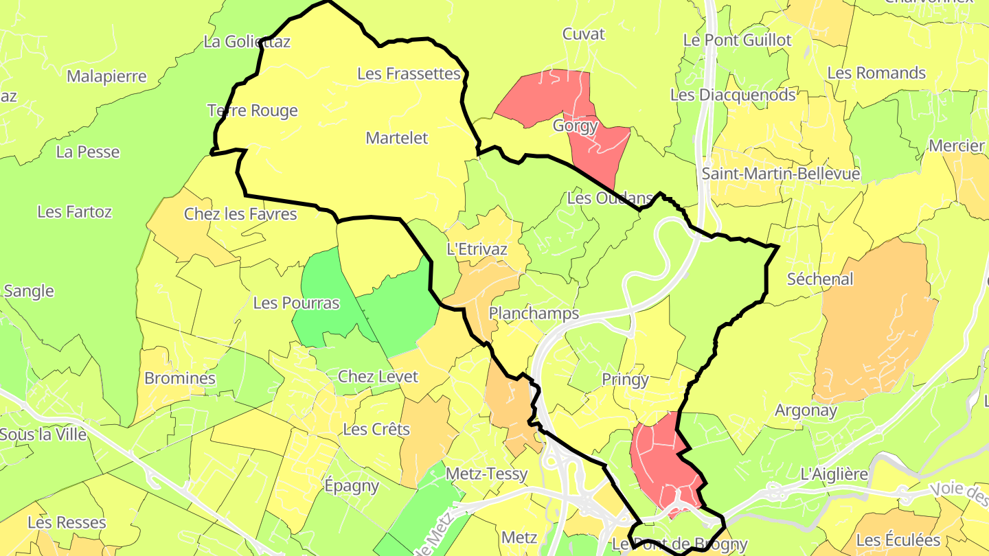 Carte des prix de l'immobilier Pringy