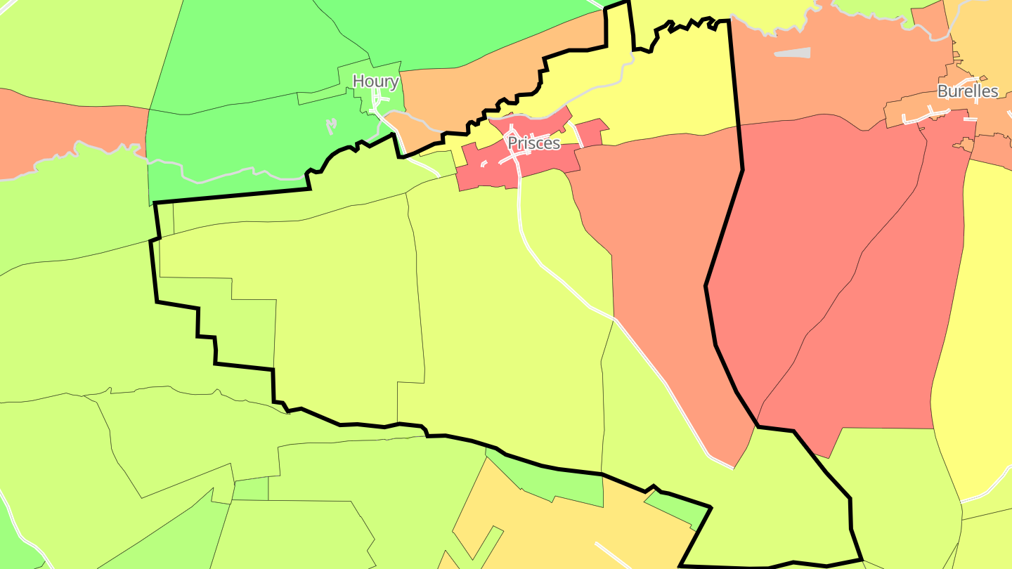 Carte des prix de l'immobilier Prisces