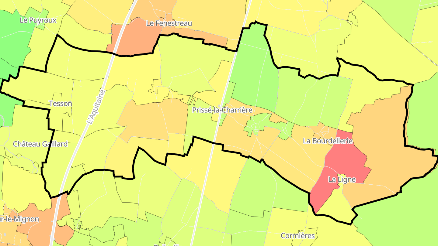 Carte des prix de l'immobilier Prissé-la-Charrière