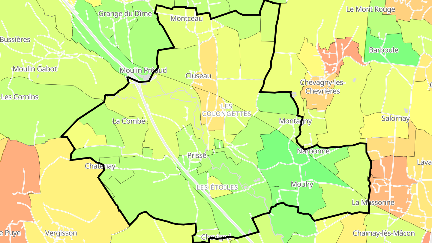 Carte des prix de l'immobilier Prissé