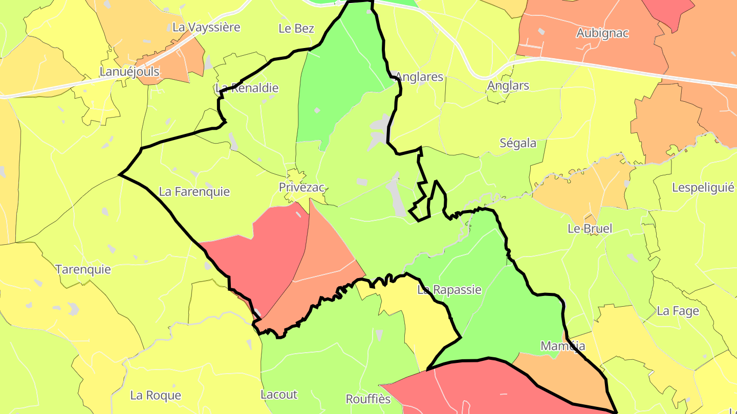 Carte des prix de l'immobilier Privezac
