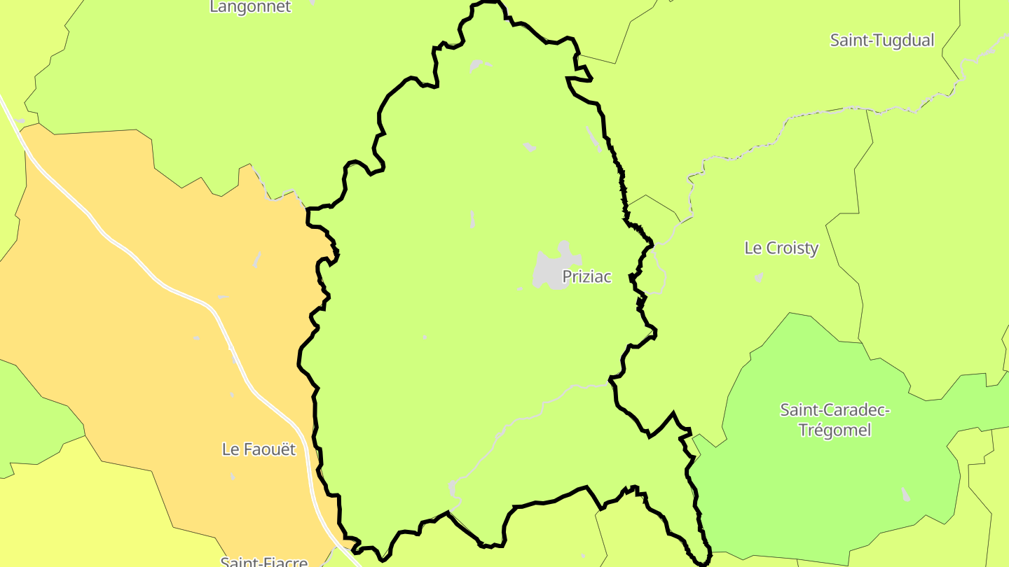Carte des prix de l'immobilier Priziac
