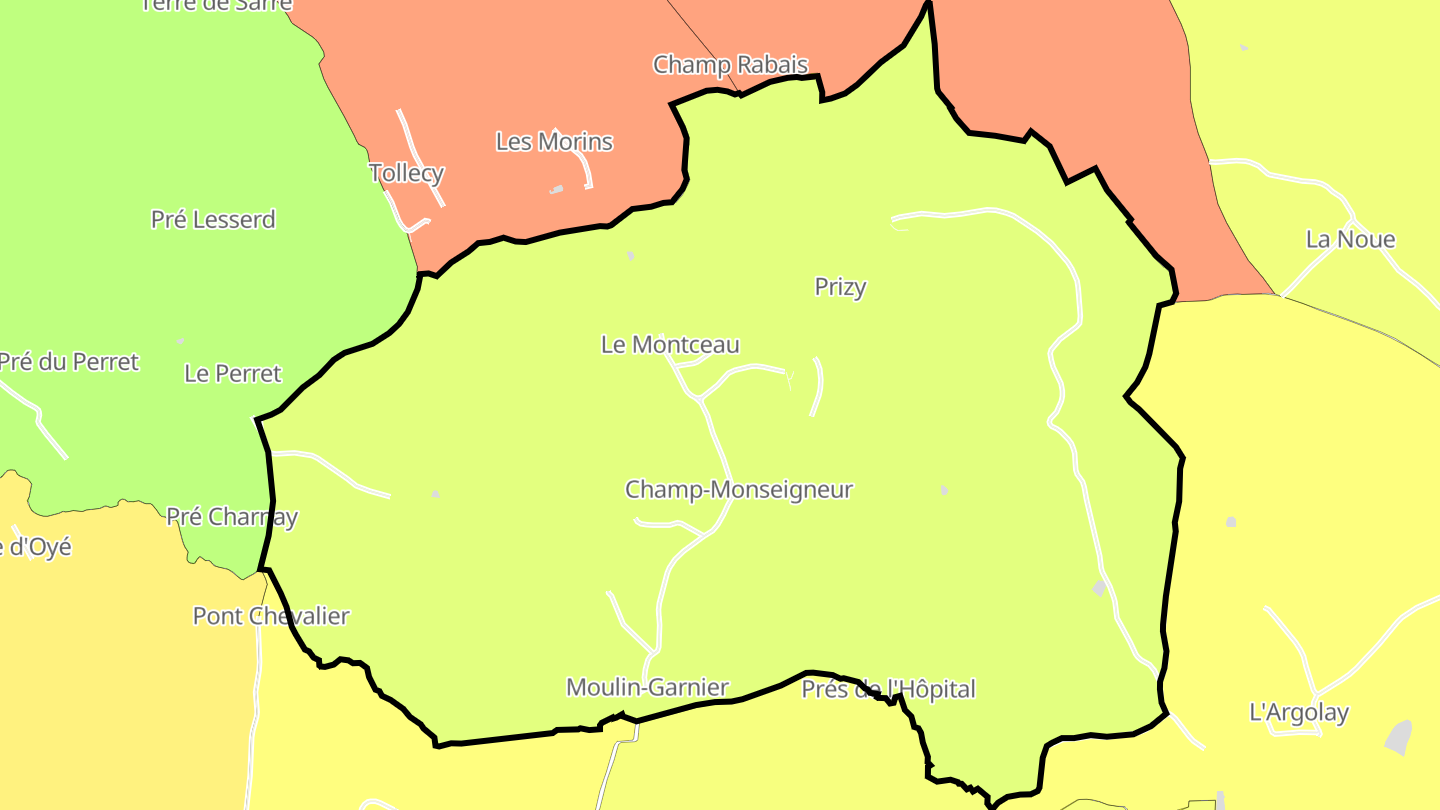 Carte des prix de l'immobilier Prizy