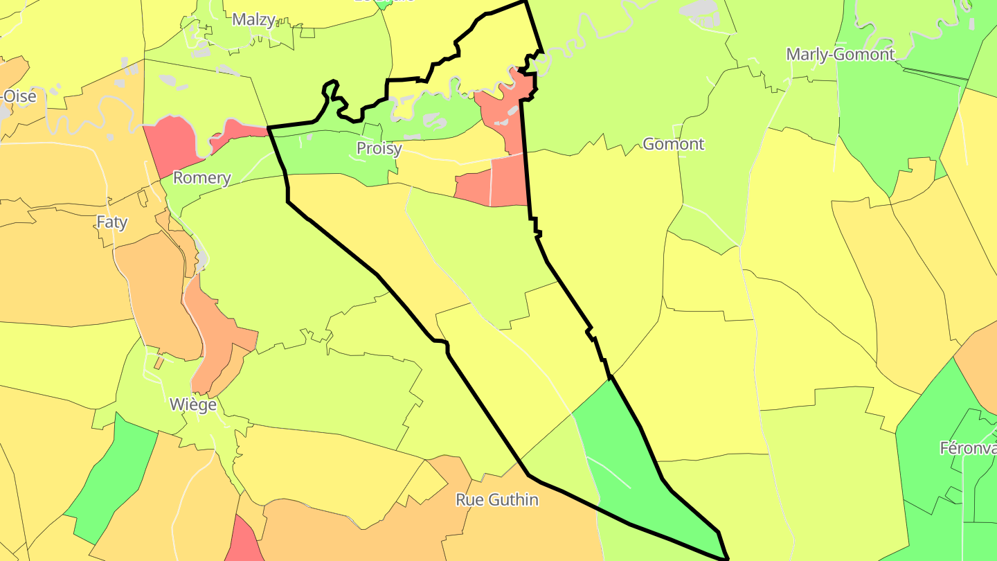 Carte des prix de l'immobilier Proisy