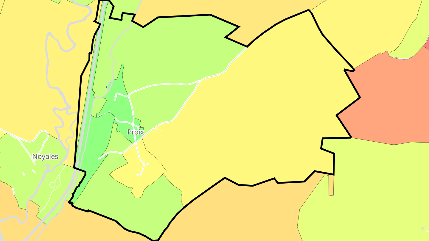Carte des prix de l'immobilier Proix