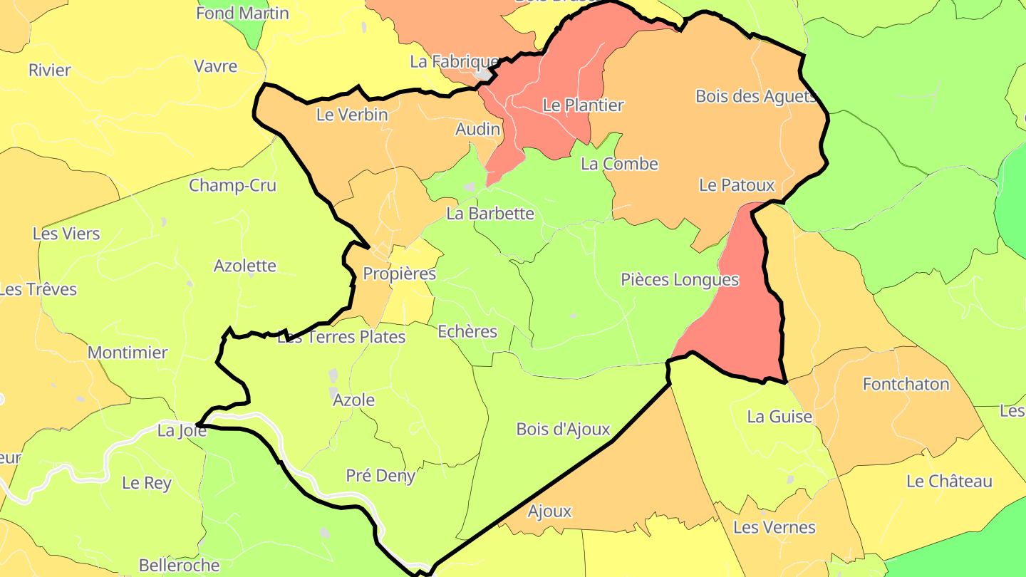 Carte des prix de l'immobilier Propières