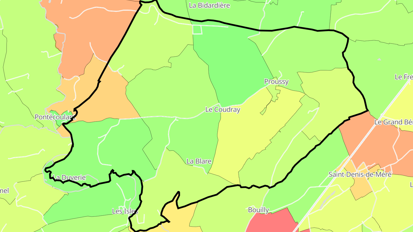Carte des prix de l'immobilier Proussy